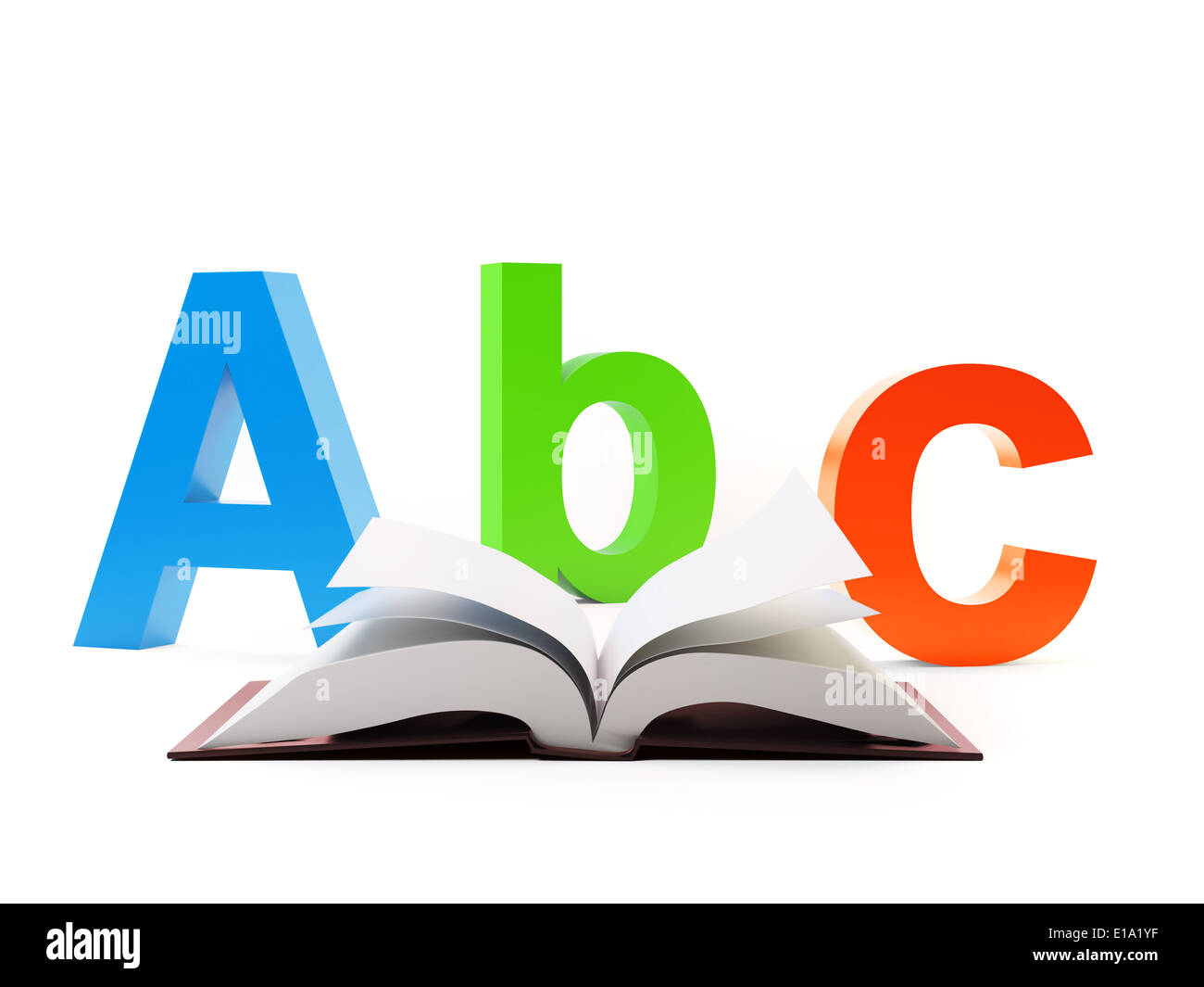 Abc et un livre ouvert - l'éducation et de l'école concept Banque D'Images