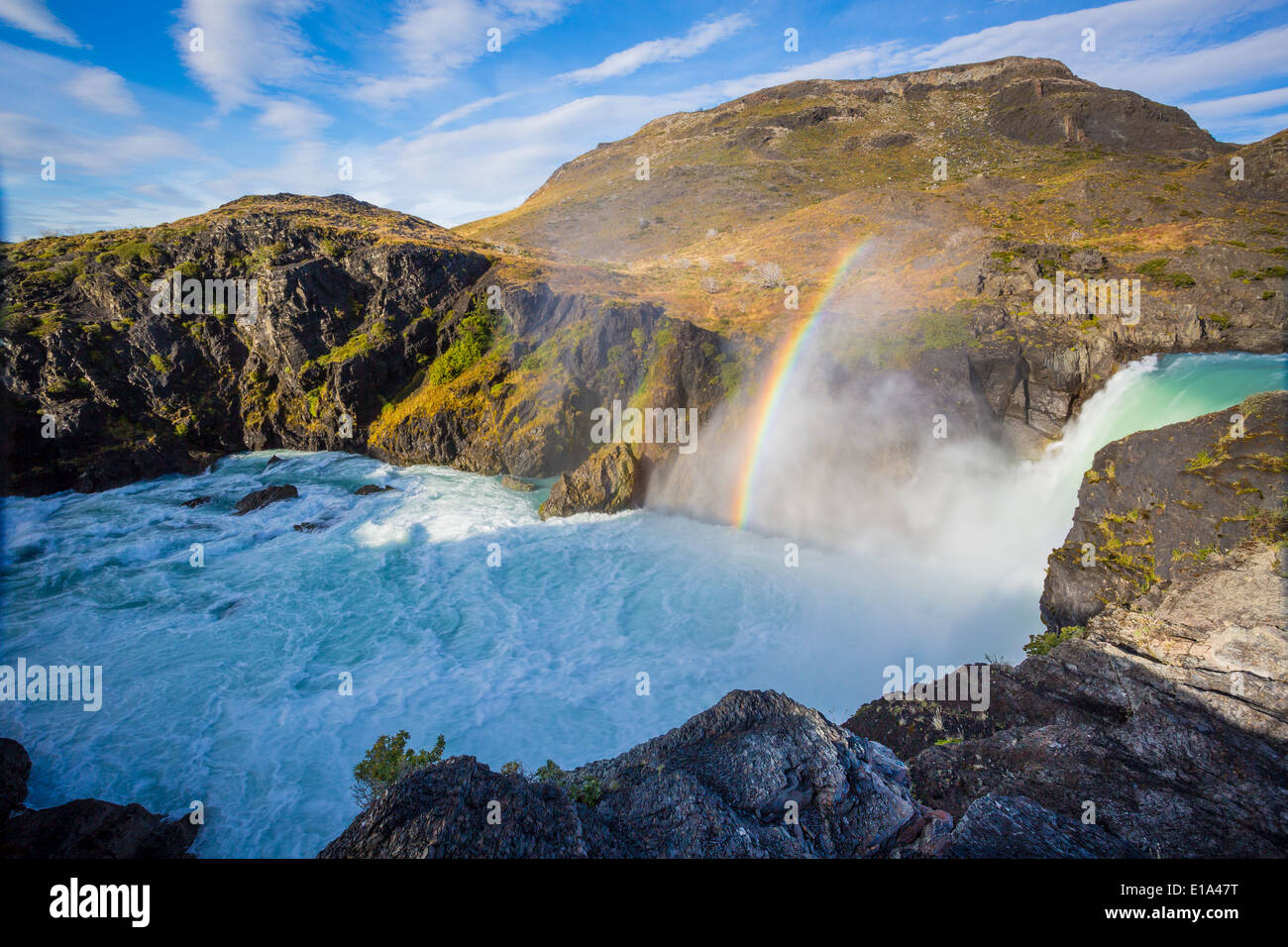 Le Salto Grande est une cascade sur la rivière Paine dans le Parc National Torres del Paine au Chili Banque D'Images