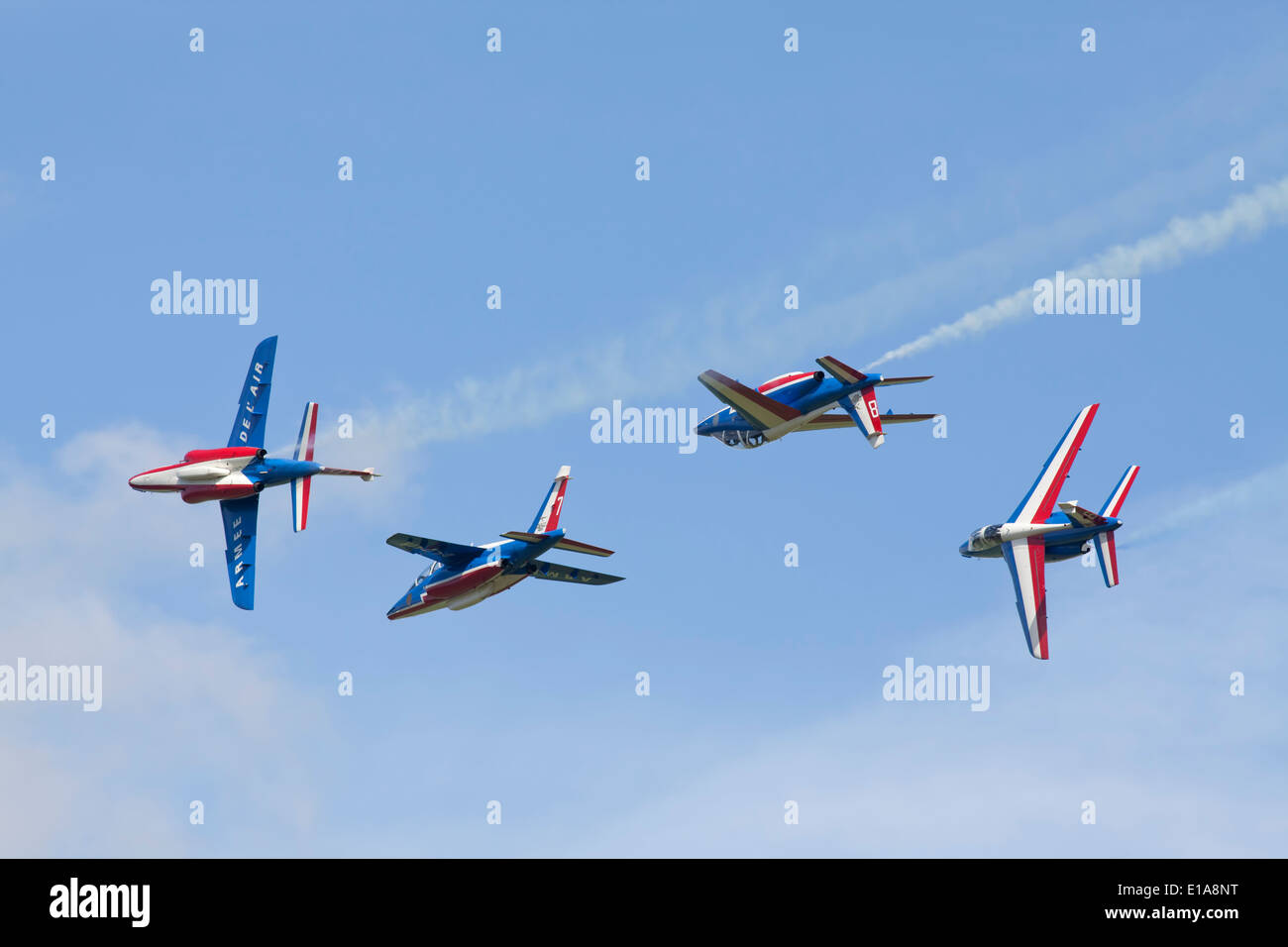 Patroulle de france l'exécution d'acrobaties aériennes à Duxford, Angleterre. Banque D'Images