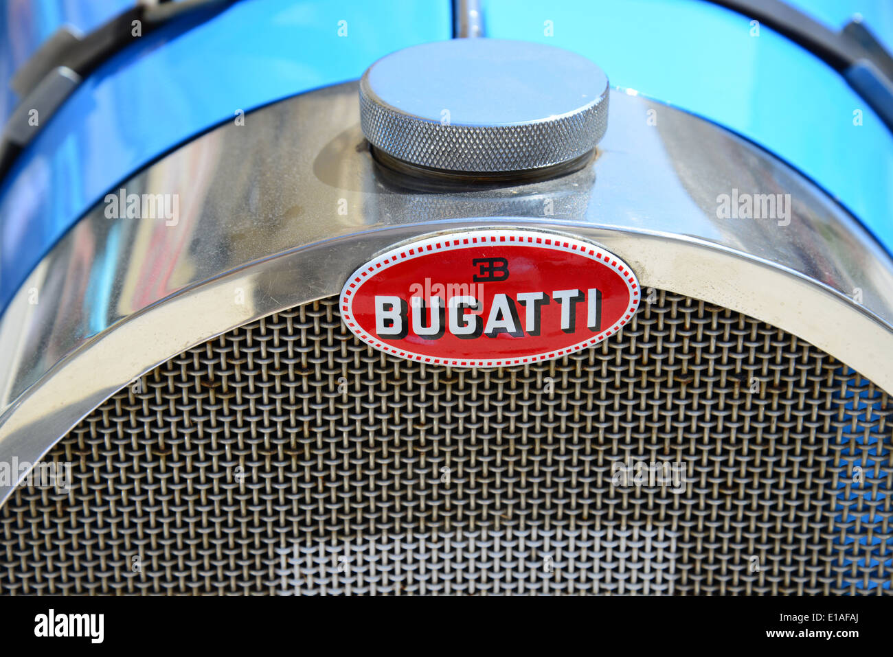 Logo voiture classique Buggatti, Malte Classic Car Museum, Qawra (Il-Qawra), Saint Paul's Bay, quartier Nord, République de Malte Banque D'Images