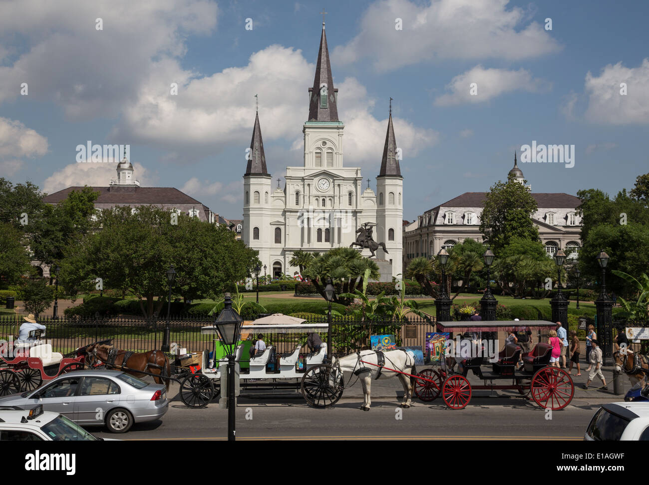 Vue sur Cathédrale de Saint-Louis et le parc de quartier français Banque D'Images