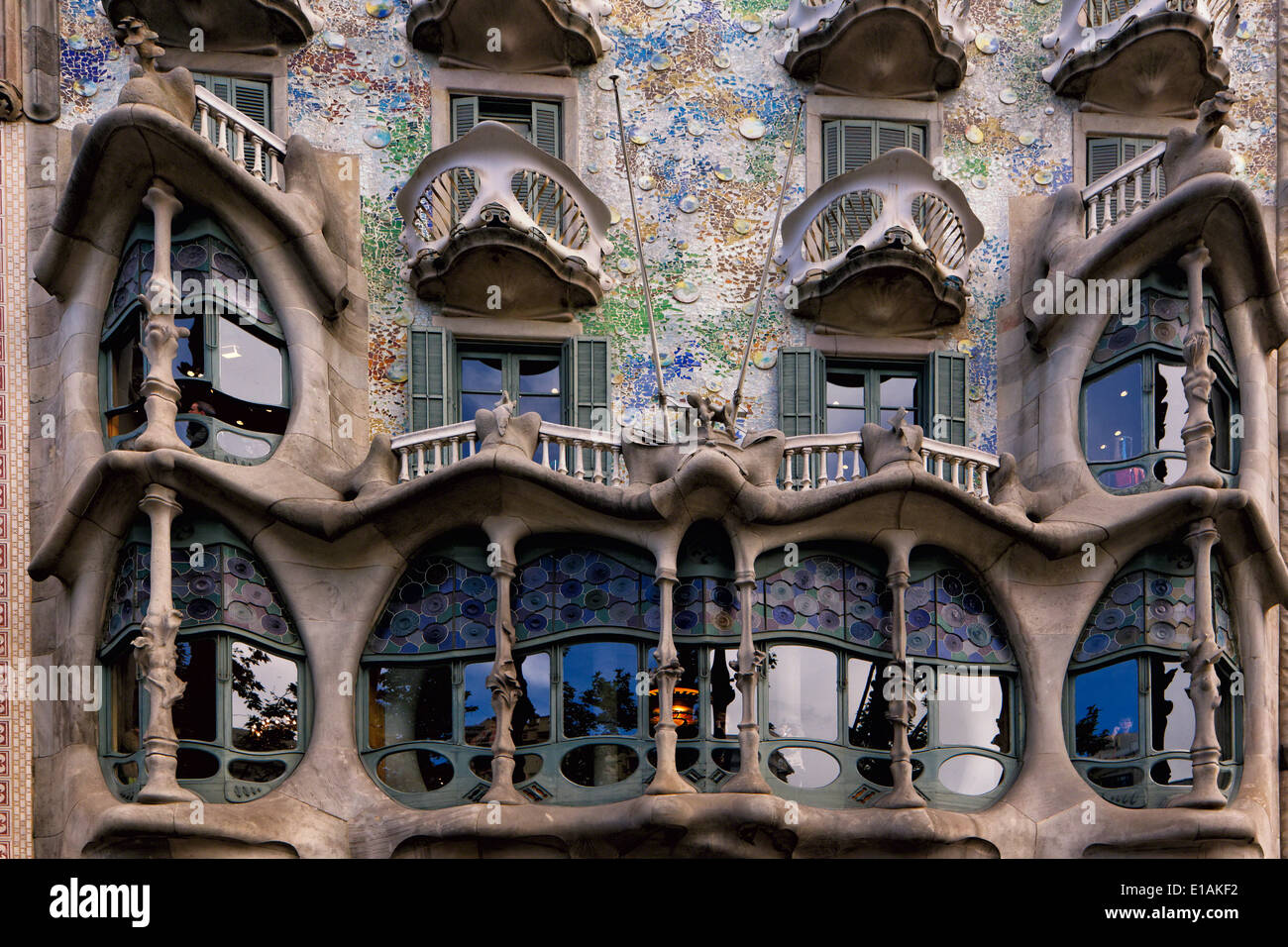 Façade de la Casa Batllo, Barcelone, Catalogne, Espagne Banque D'Images