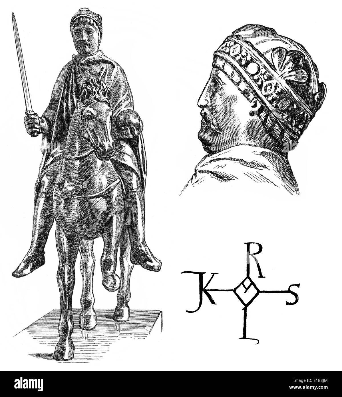 Charlemagne, Charles le Grand ou Carolus Magnus, 747-814, Roi des Francs et Empereur des Romains Banque D'Images