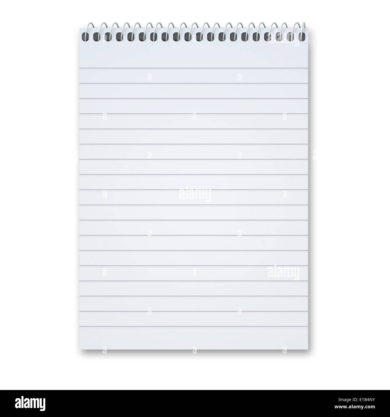 Blank notepad avec spirale métallique et beaucoup de copie espace, isolé sur un fond blanc avec l'ombre. Banque D'Images