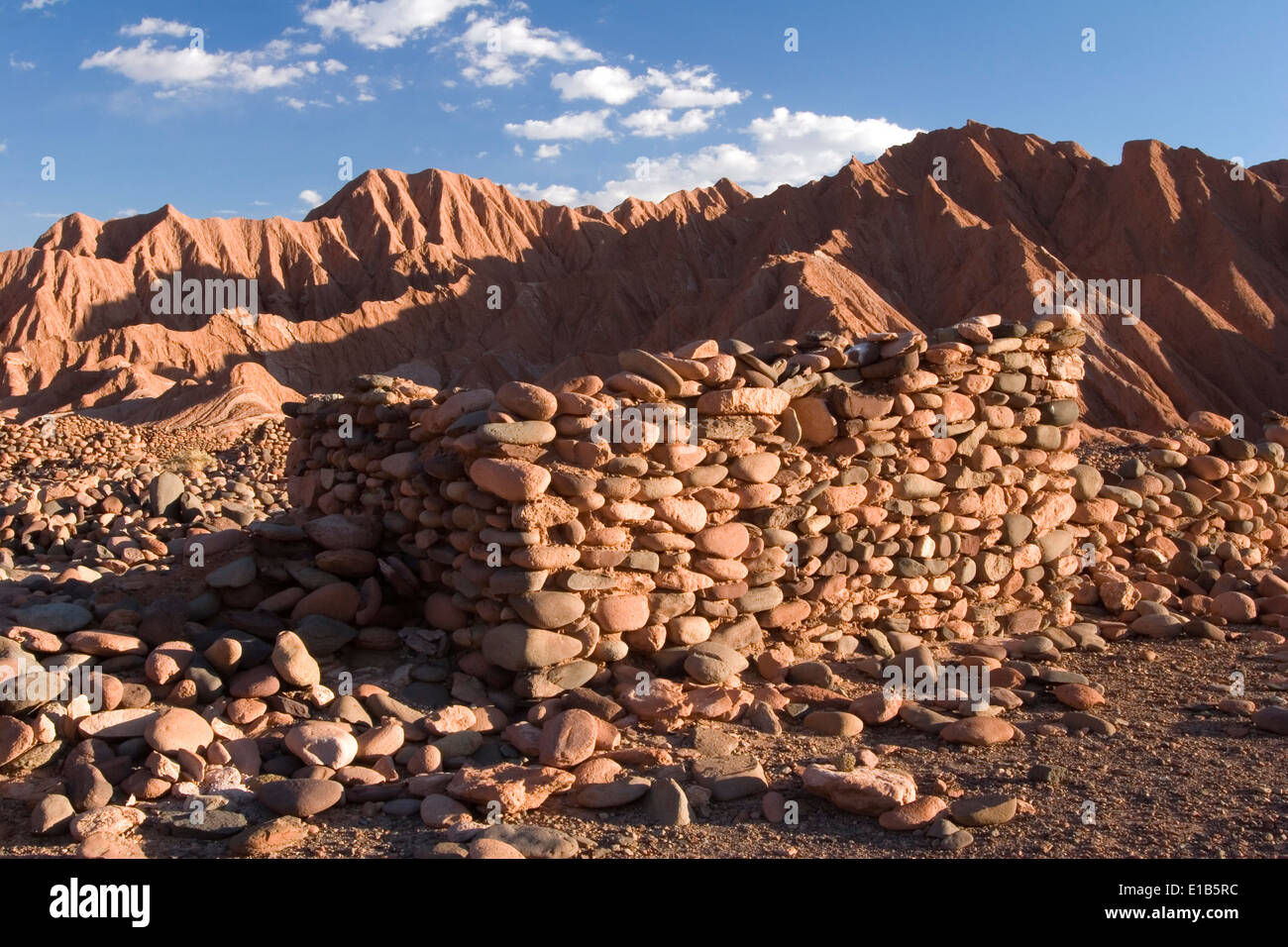 Les murs en ruine, Ruines Catarpe, près de San Pedro de Atacama, Chili [Catarpe était un avant-poste de l'Inca]. Banque D'Images
