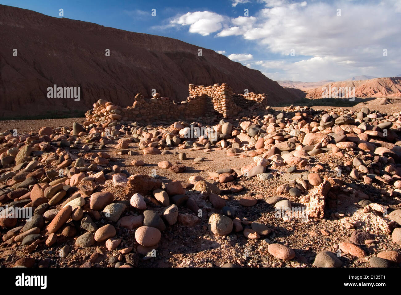 Les murs en ruine, Ruines Catarpe, près de San Pedro de Atacama, Chili [Catarpe était un avant-poste de l'Inca]. Banque D'Images