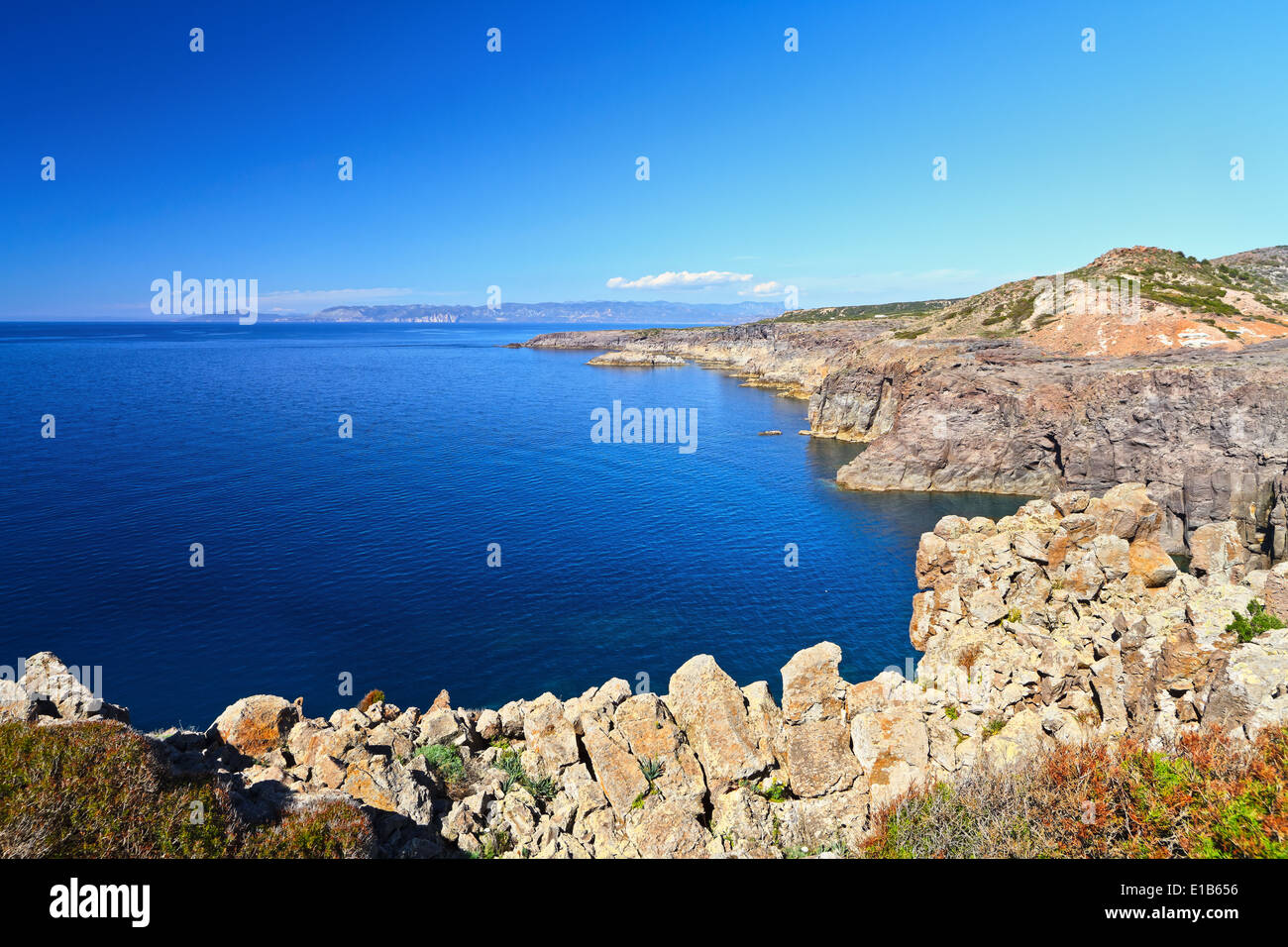 Cliff dans l'île de San Pietro, Carloforte, Sardaigne, Italie Banque D'Images