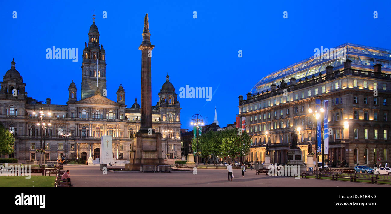 Royaume-uni, Ecosse, Glasgow, George Square, City Chambers, Banque D'Images