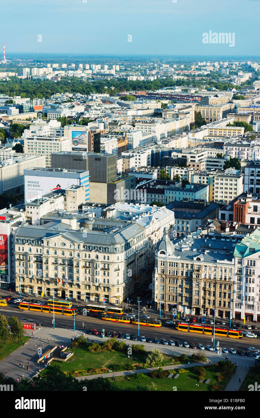 L'Europe, Pologne, Varsovie, vue sur la ville de palais de la Culture et des sciences Banque D'Images