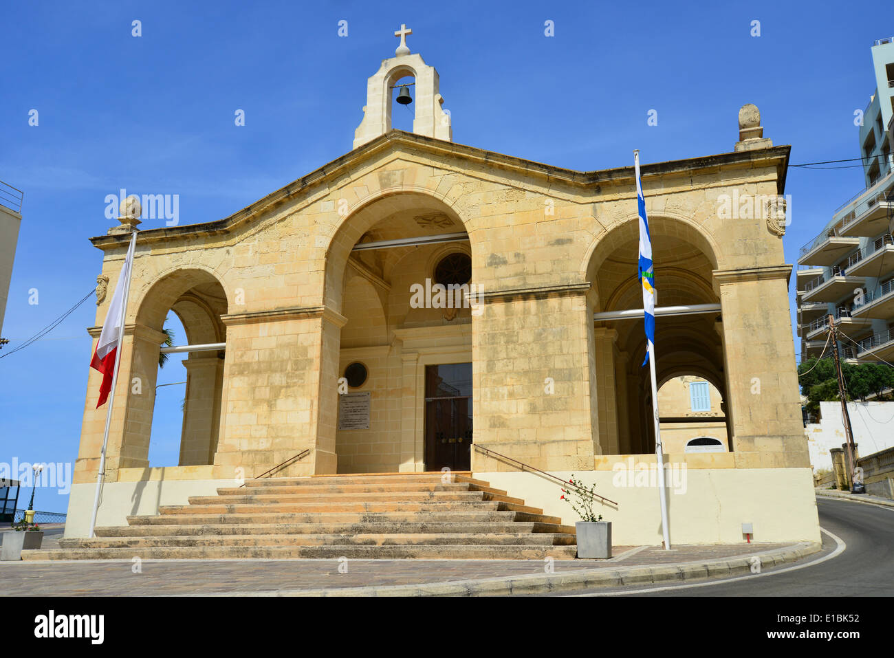 L'église de Saint Paul's Bay, Saint Paul's Bay (San Pawl il-baħar), District Nord, République de Malte Banque D'Images