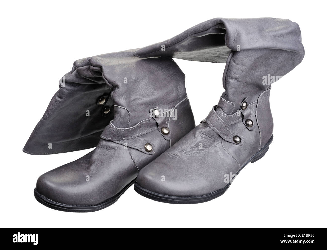 Une paire de bottes femmes, isolé sur fond blanc Banque D'Images