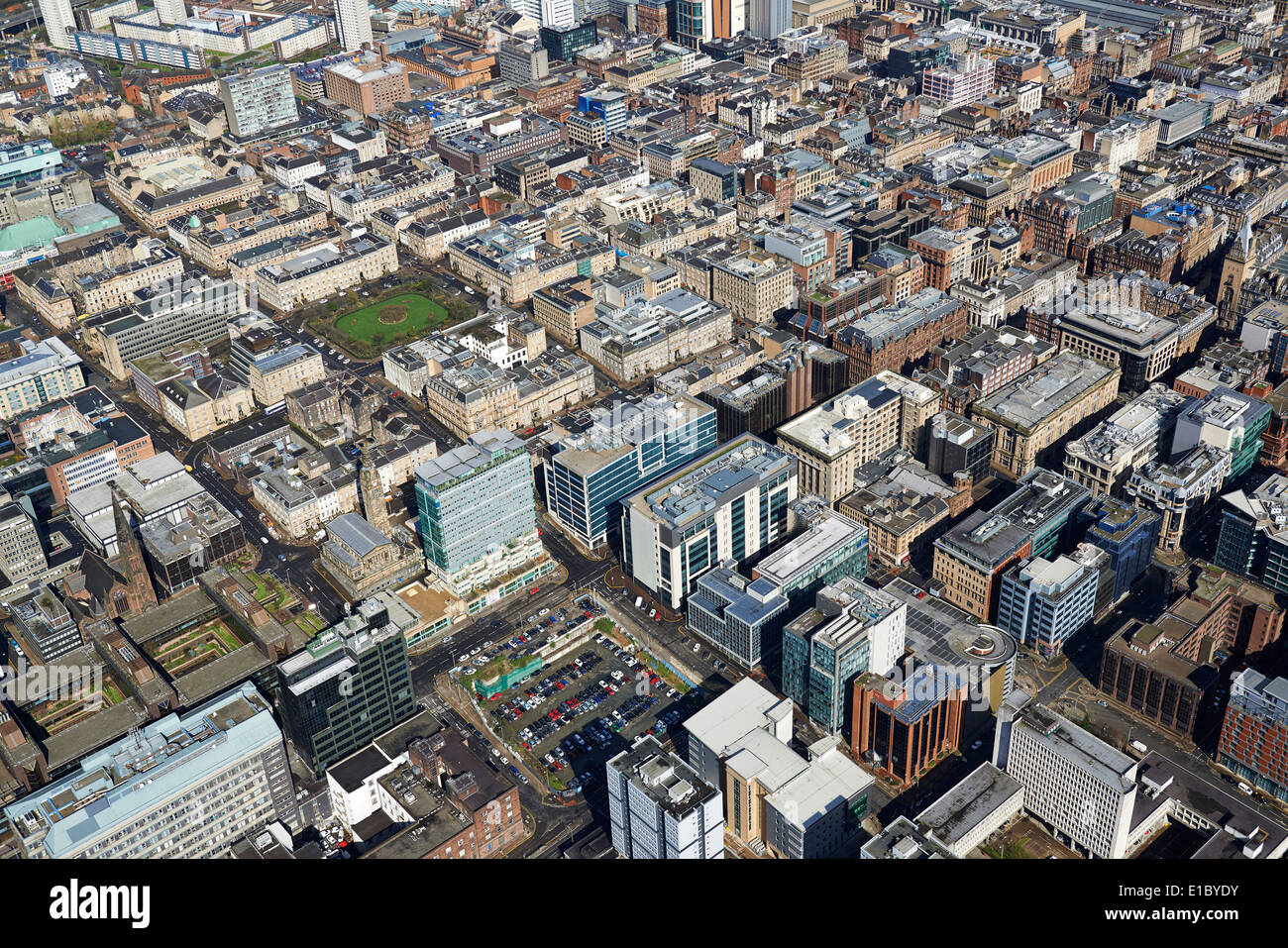 Le quartier des affaires du centre-ville de Glasgow à partir de l'air, le Centre de l'Écosse, Royaume-Uni Banque D'Images