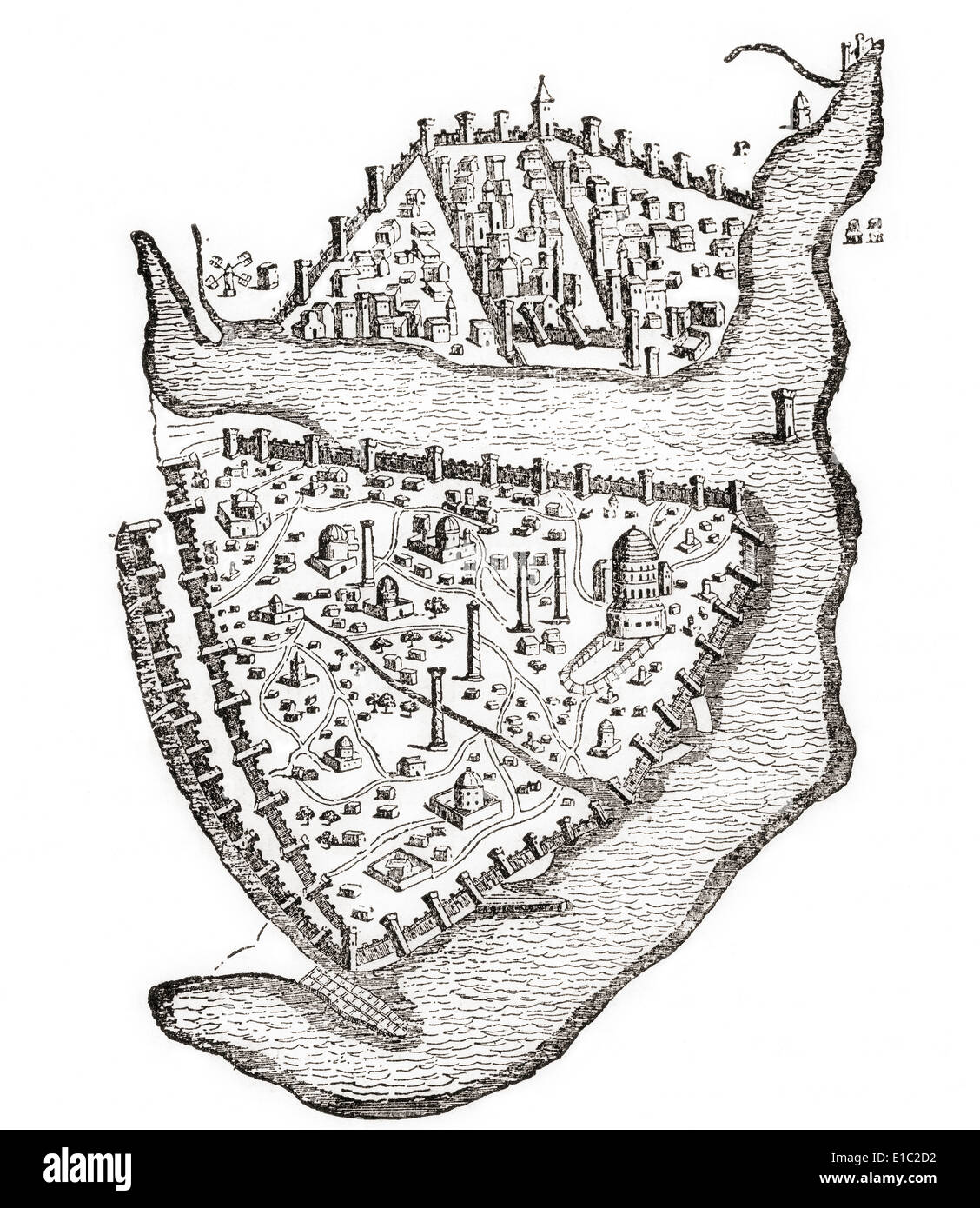 Une vue de Constantinople au cours de la période Chrétienne de 330-1453. Banque D'Images
