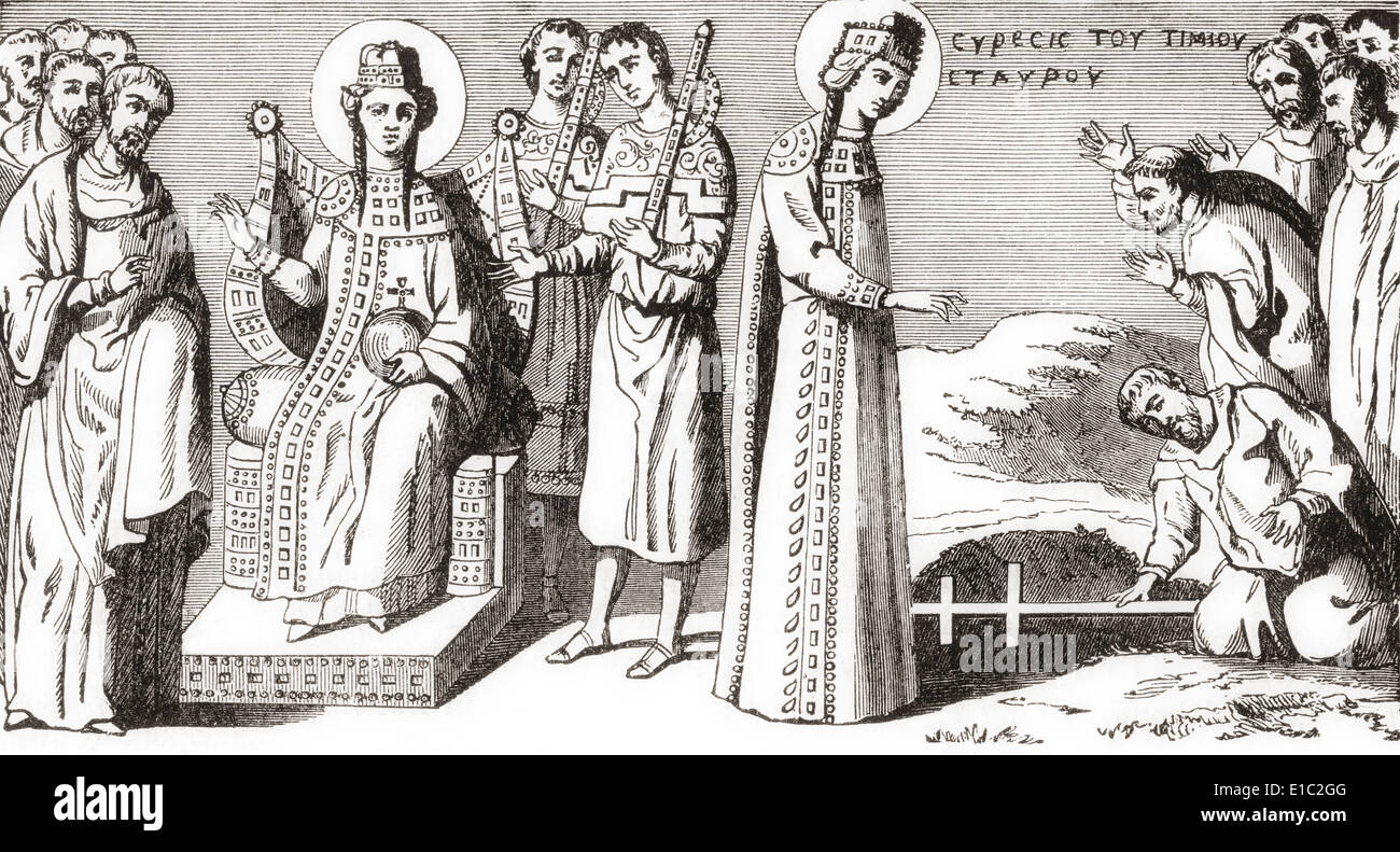 Sainte-hélène à la découverte de la Vraie Croix lors d'un pèlerinage à la province romaine de Syrie, Palaestina au 4ème siècle. Banque D'Images