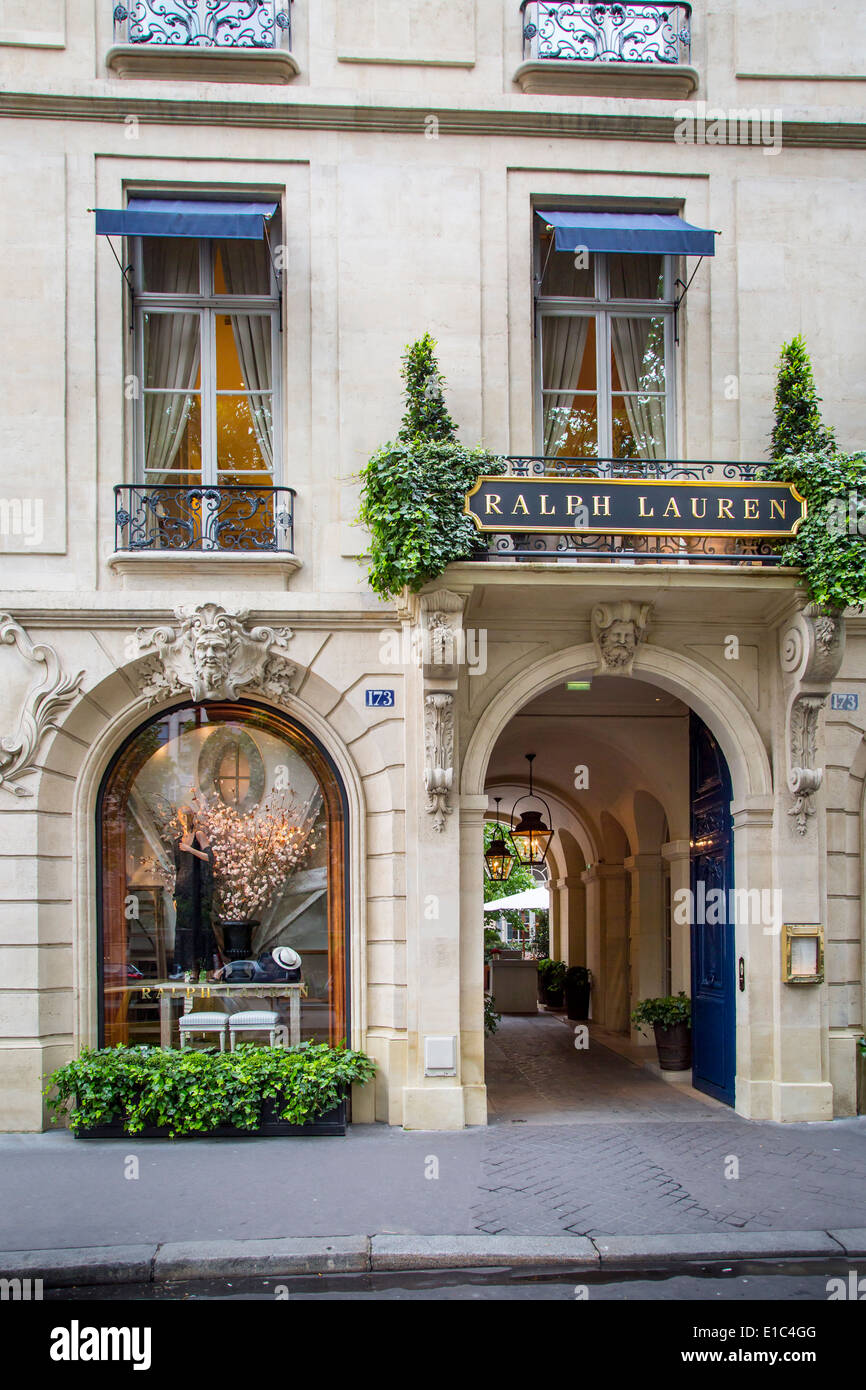 L'entrée à Ralph Lauren magasin et restaurant à Saint-Germain des Prés, Paris France Banque D'Images