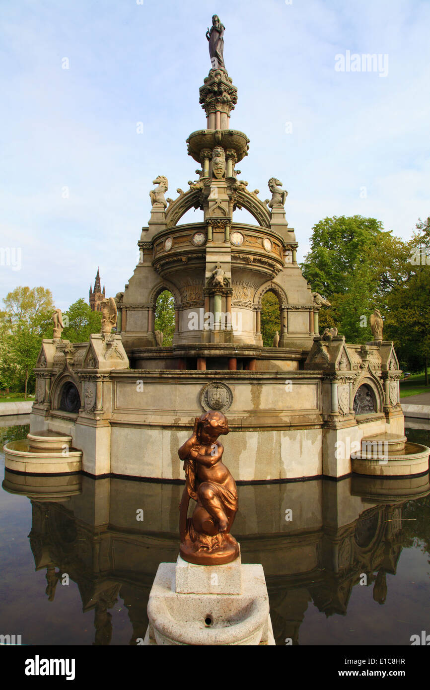 Royaume-uni, Ecosse, Glasgow, du parc Kelvingrove, fontaine, Banque D'Images