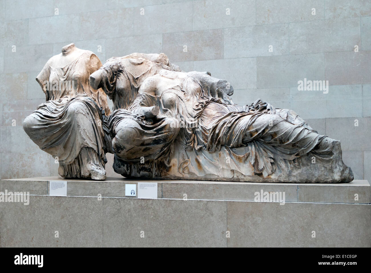 Les marbres d'Elgin (Parthénon) sur l'affichage dans la galerie de Nerval, British Museum, Londres, Royaume-Uni Banque D'Images