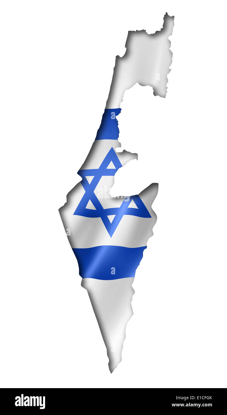 Israël Carte Drapeau, trois dimensions, render, isolated on white Banque D'Images