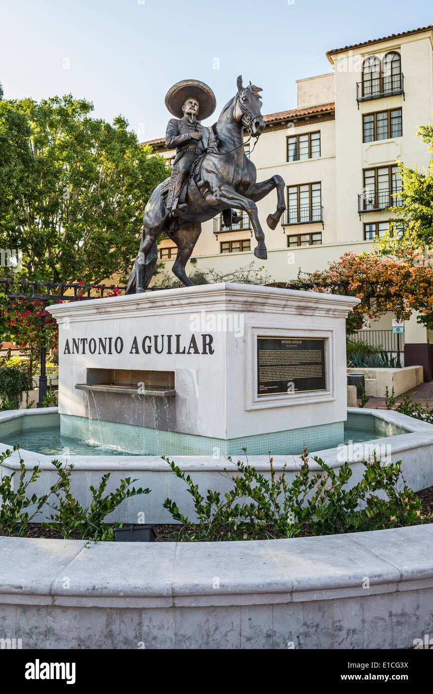 Statue célèbre Don Antonio Aguilar dans le centre-ville de Los Angeles. Banque D'Images