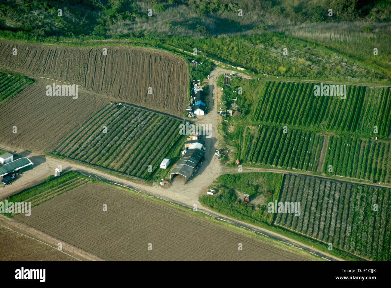 Photo aérienne de la zone agricole dans le sud de la Californie Banque D'Images