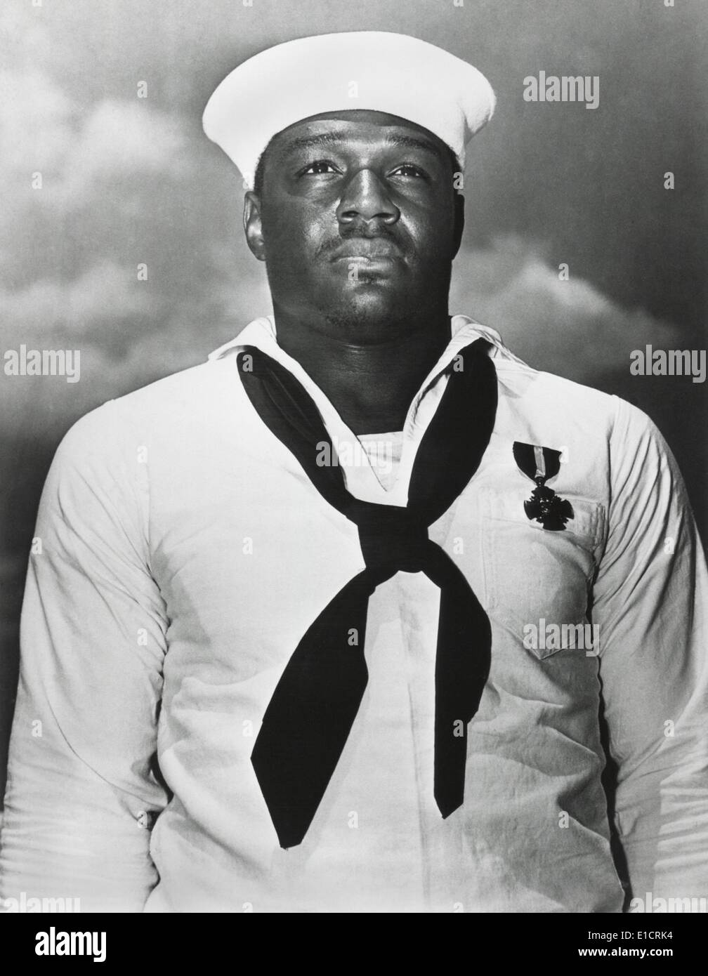 Doris 'Dorie' Miller a reçu la Croix de la Marine pour héroïsme lors de l'attaque sur Pearl Harbor. Il est un des premiers héros de Banque D'Images