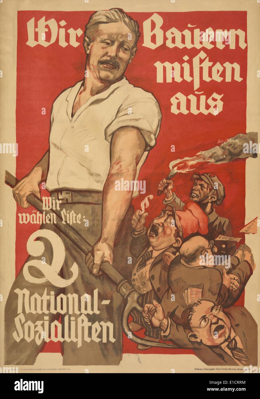 Affiche pour le parti nazi aux élections du Reichstag allemand 1932. Pour l'affiche de la campagne politique du parti nazi d'Adolf Hitler se traduit par Banque D'Images