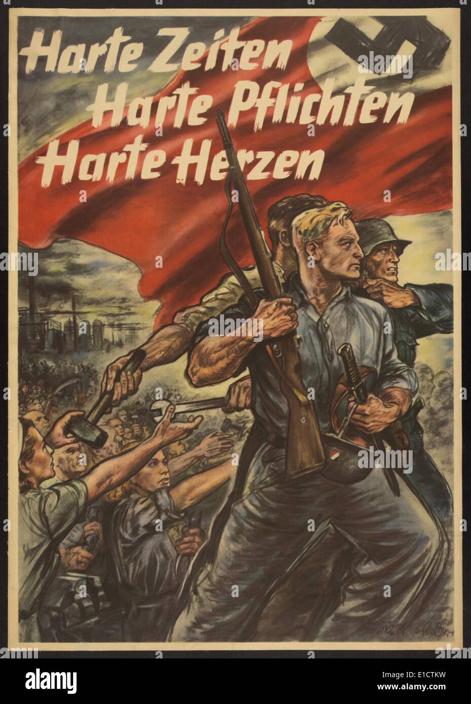 Affiche de guerre nazie de propagande ww2 Banque de photographies et d
