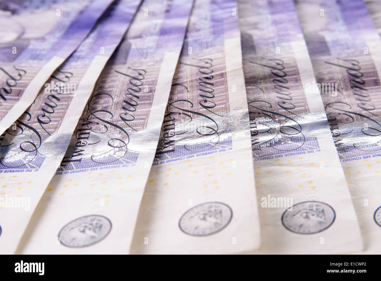 Propagation de vingt British Pound note Banque D'Images