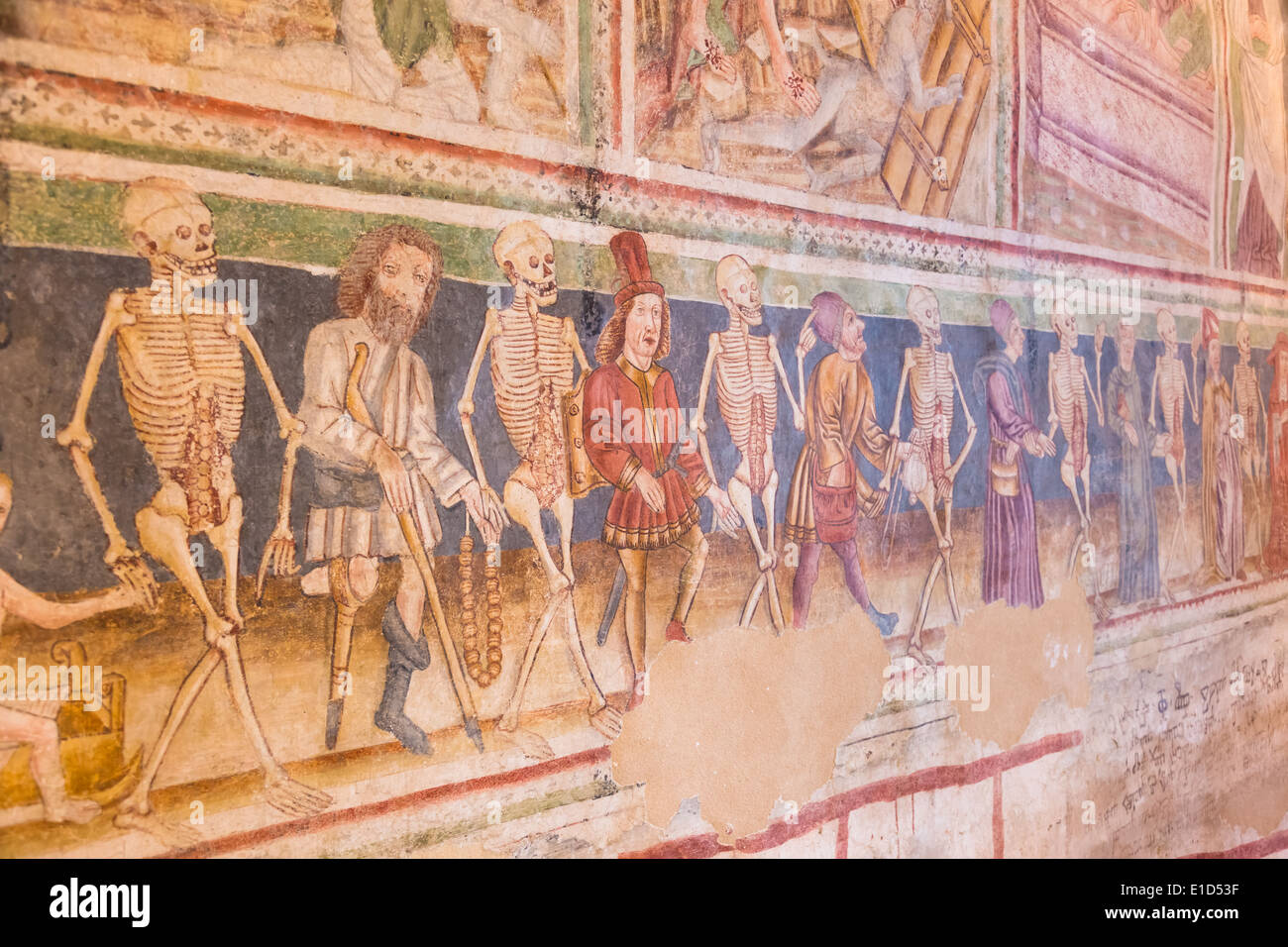 Fresque de la danse macabre, Hrastovlje, la Slovénie. Banque D'Images