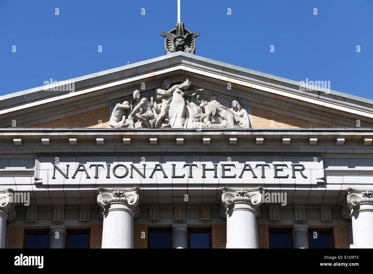 Détails de construction du Théâtre National à Oslo Banque D'Images