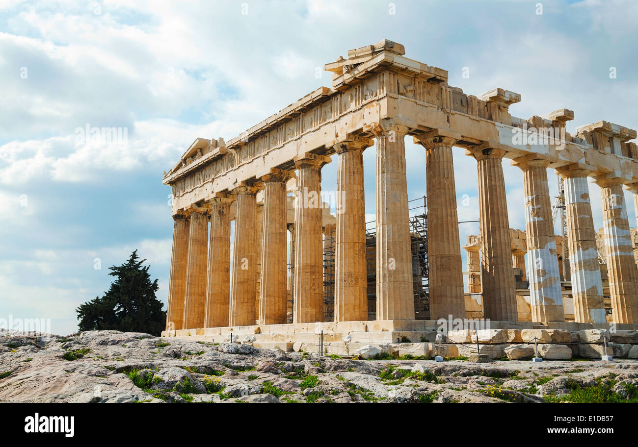 Façade à Parthénon Acropole à Athènes, Grèce Banque D'Images