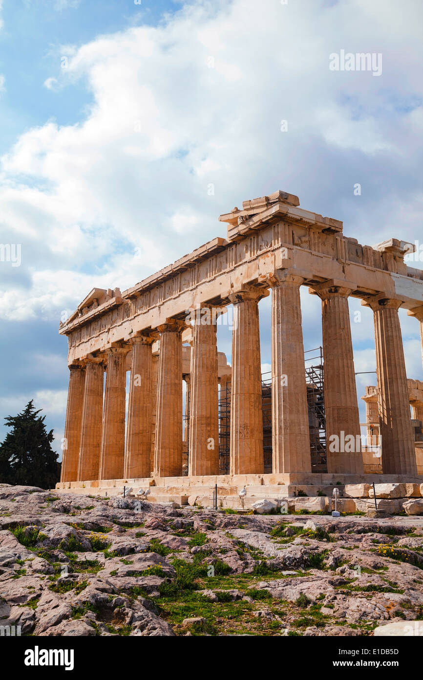 Façade à Parthénon Acropole à Athènes, Grèce Banque D'Images