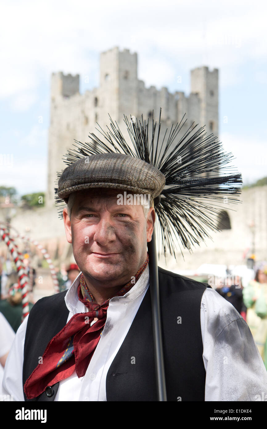 Un ramoneur à Rochester Sweeps Festival 2014, Kent, Angleterre Banque D'Images