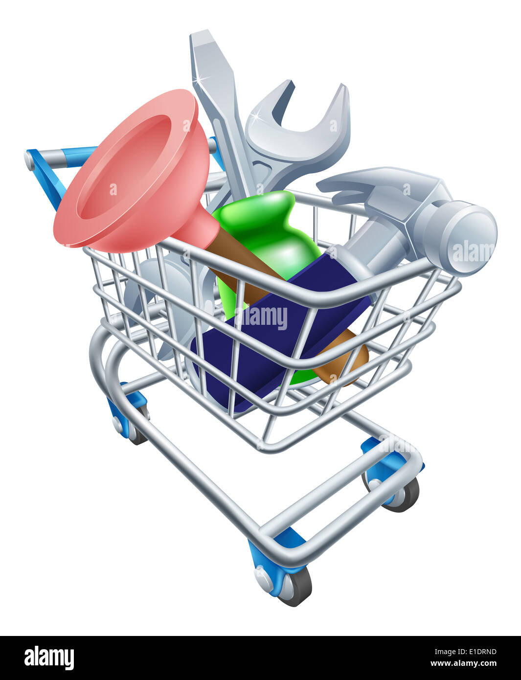 Panier outil illustration d'un chariot de supermarché d'achats d'outils complet Banque D'Images