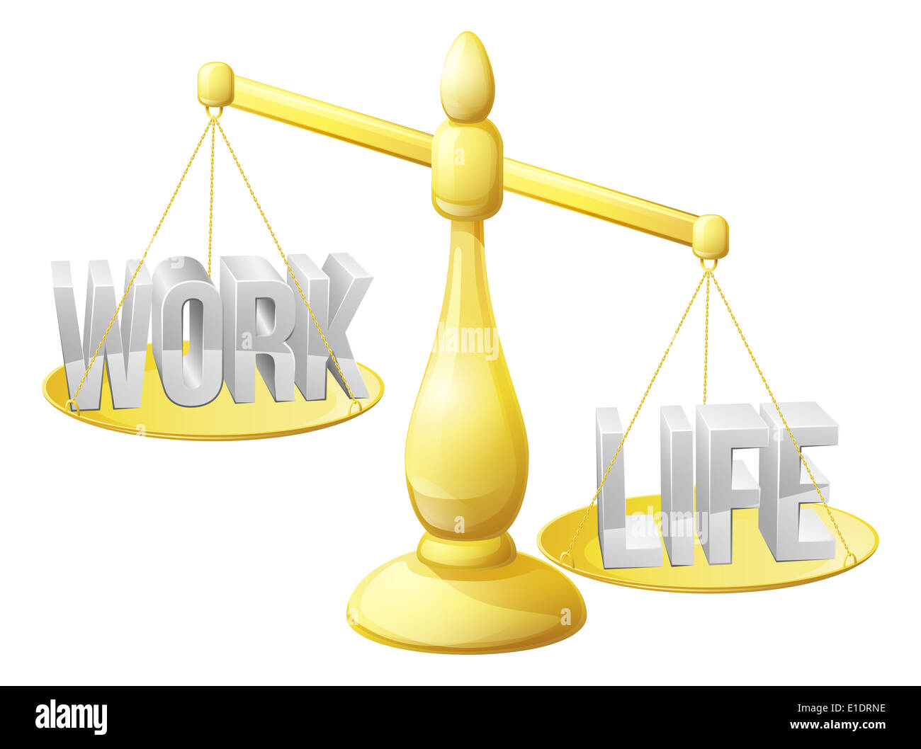 Équilibre travail-vie concept, le travail et la vie sur les balances avec pas assez de travail en train de faire Banque D'Images