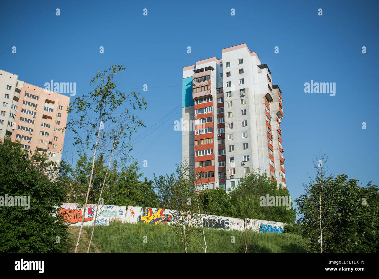 Bâtiment maison panneau de appartements à Donetsk, Ukraine Banque D'Images