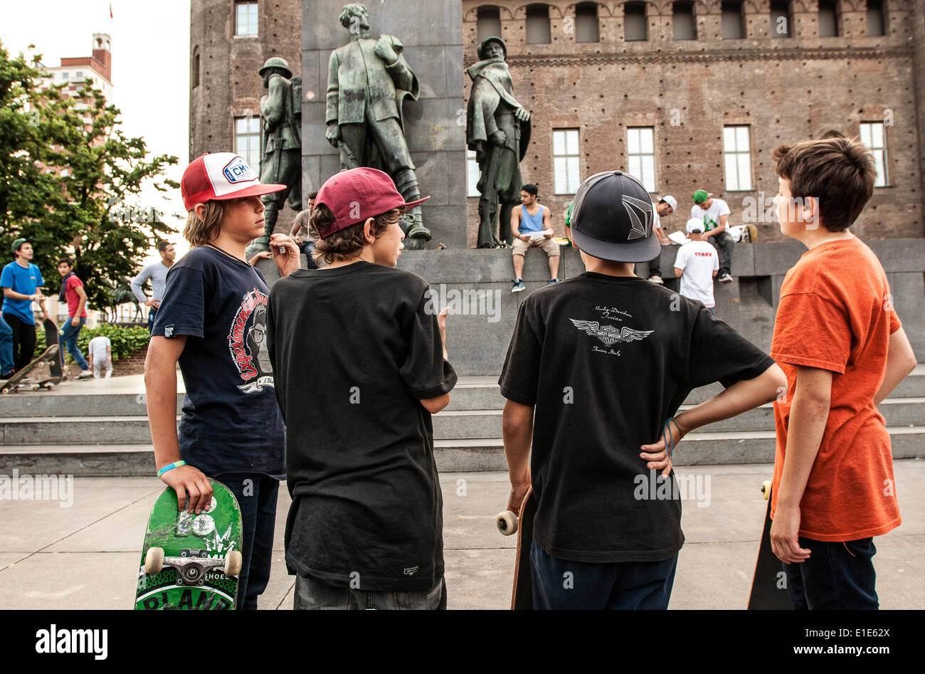 Turin, Italie. 01 Juin, 2014. Italie Turin 1e juin 2014 Event 'Le sport va dans le carré de Turin". Turin a été choisie comme Capitale Européenne du Sport 2015 - Skateboard sur la Piazza Castello Crédit : Realy Easy Star/Alamy Live News Banque D'Images