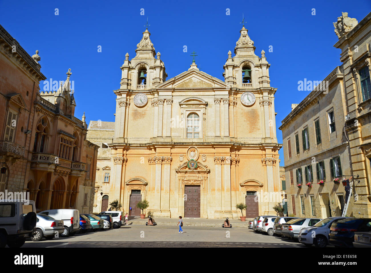 St Paul's Cathedral, Piazza San Pawl, Mdina (Città Vecchia), District de l'Ouest, Malte Majjistral Région, République de Malte Banque D'Images