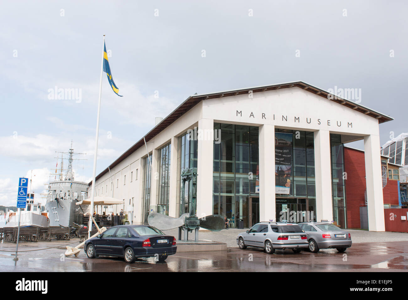 Marinmuseum ou la marine museum in karlskrona, suède un jour de pluie Banque D'Images