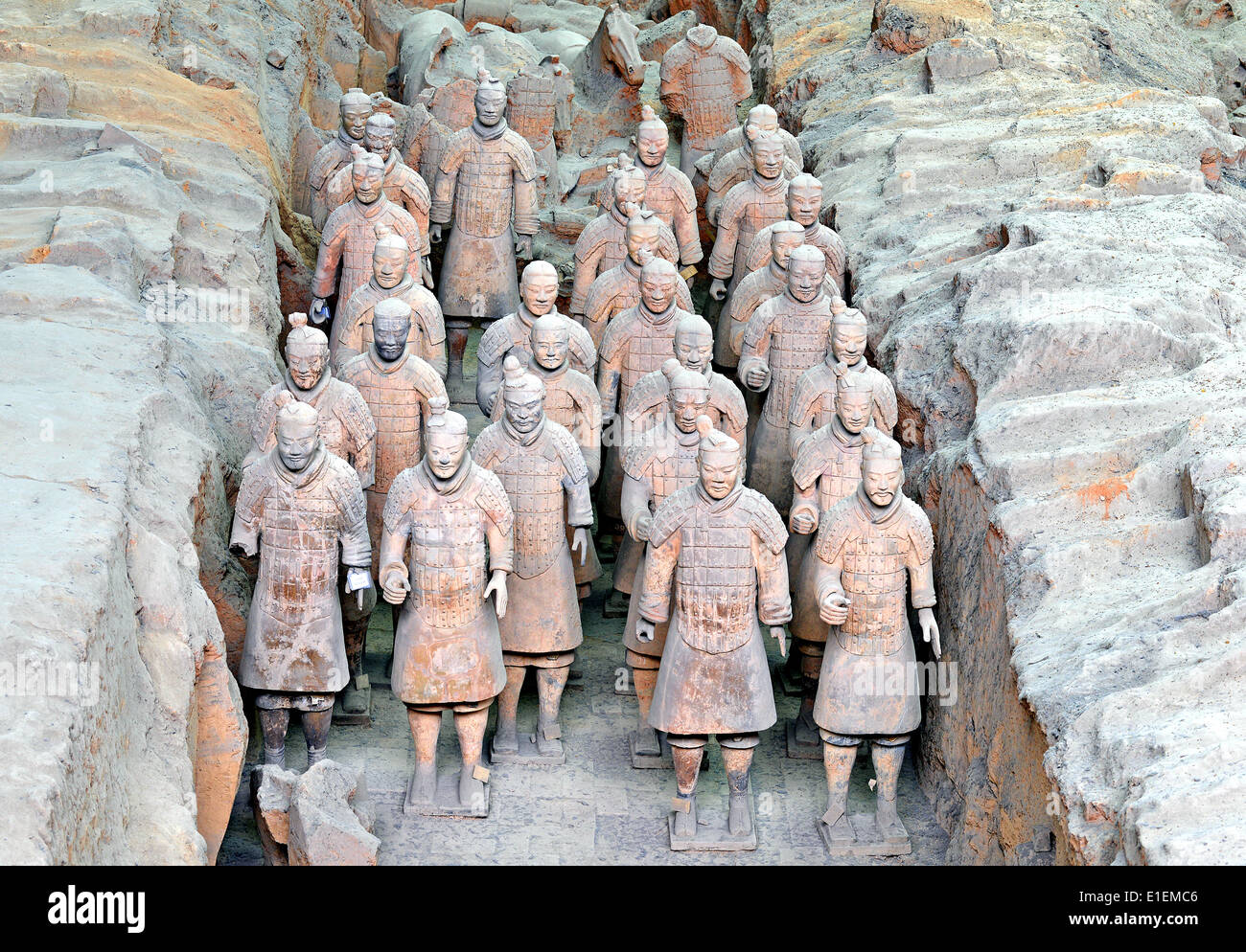 Guerriers en terre cuite, mausolée du premier empereur Qin Shi Huang, district de Lintong, Xi'an, province de Shaanxi, Chine Banque D'Images