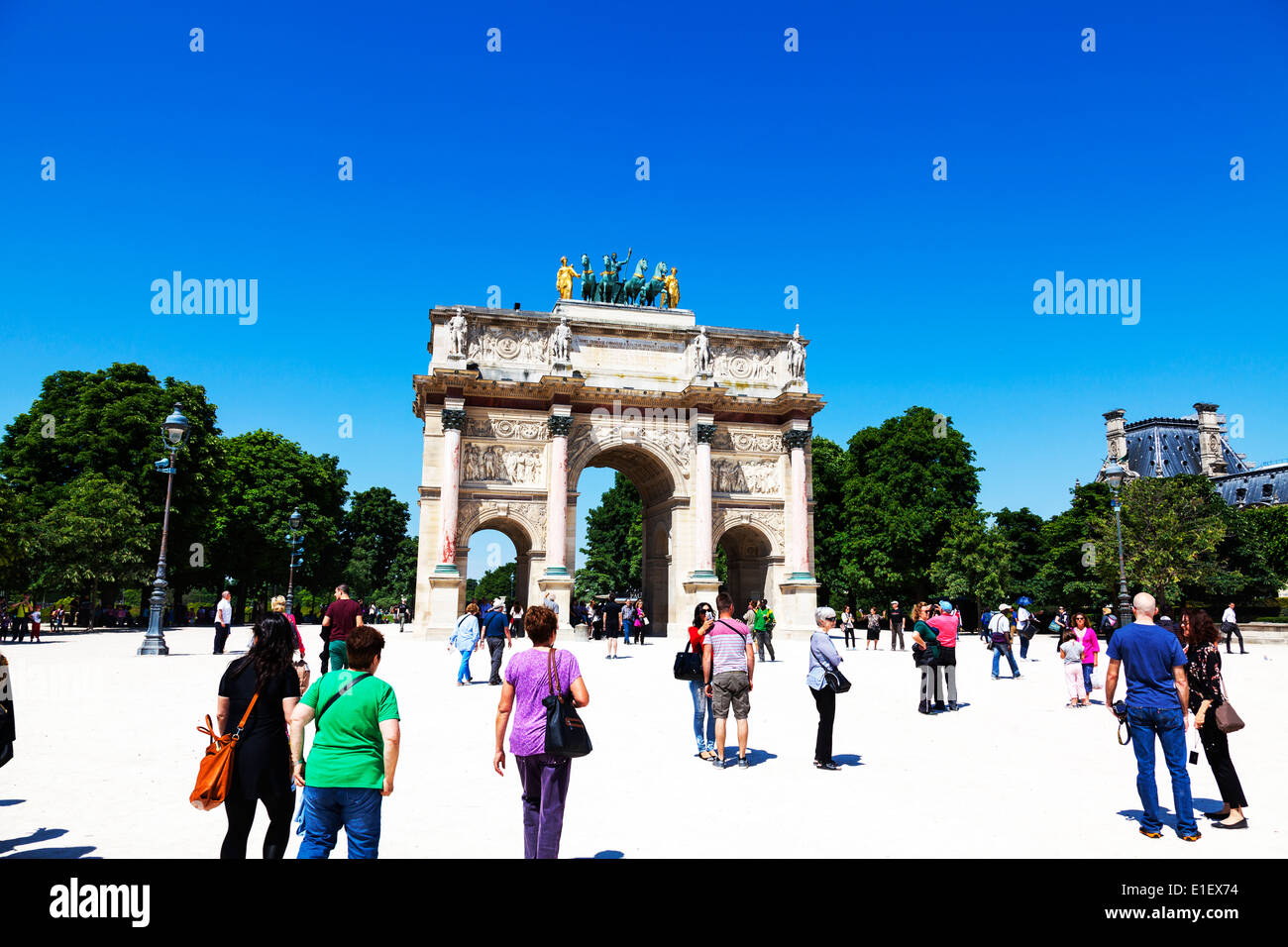 Carrousel, de, Louvre, arche, visites, Paris, paysage urbain, ville, village, capitale, statue, art, moderne, façade, graphique, Banque D'Images