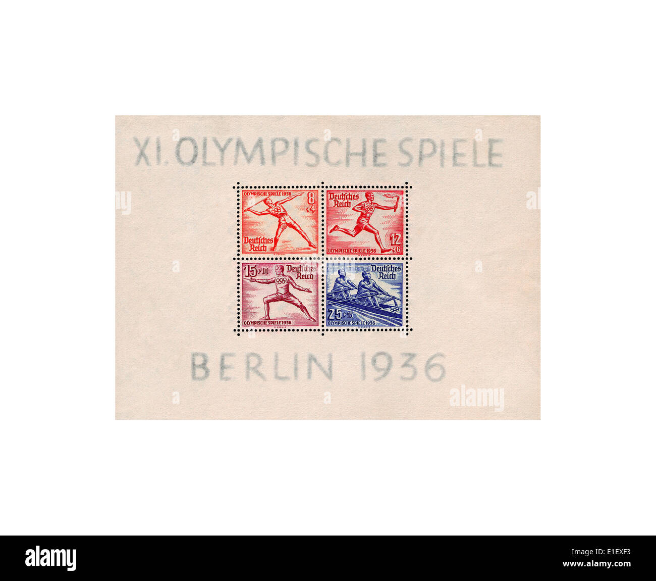 Série de timbres de sports aux Jeux Olympiques de Berlin de 1936 Banque D'Images