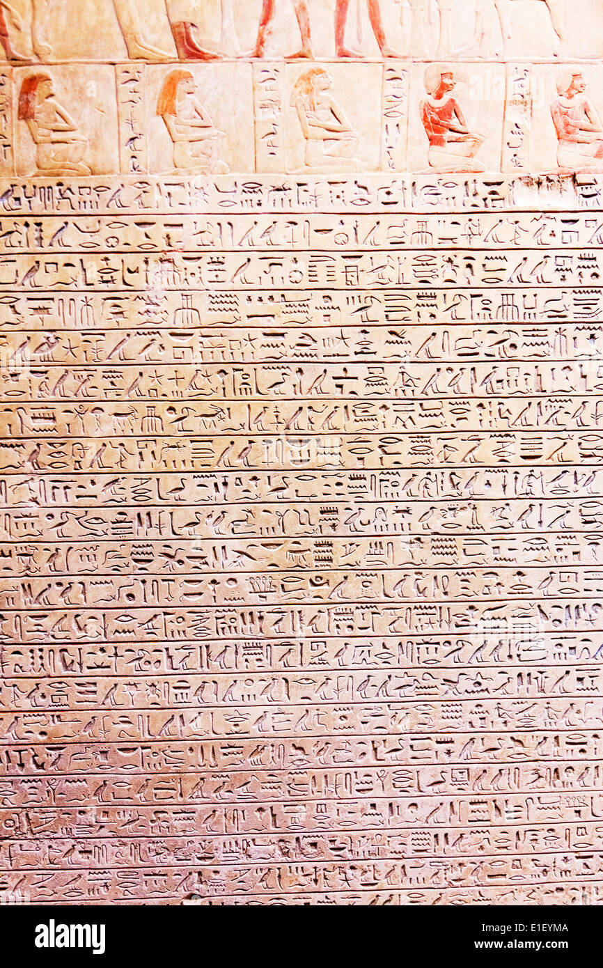 Sculptures hiéroglyphes égyptiens, l'egypte, égyptienne, ancienne, hiéroglyphes, hiéroglyphique, langue, lettre, lettrage, racine, racines Banque D'Images