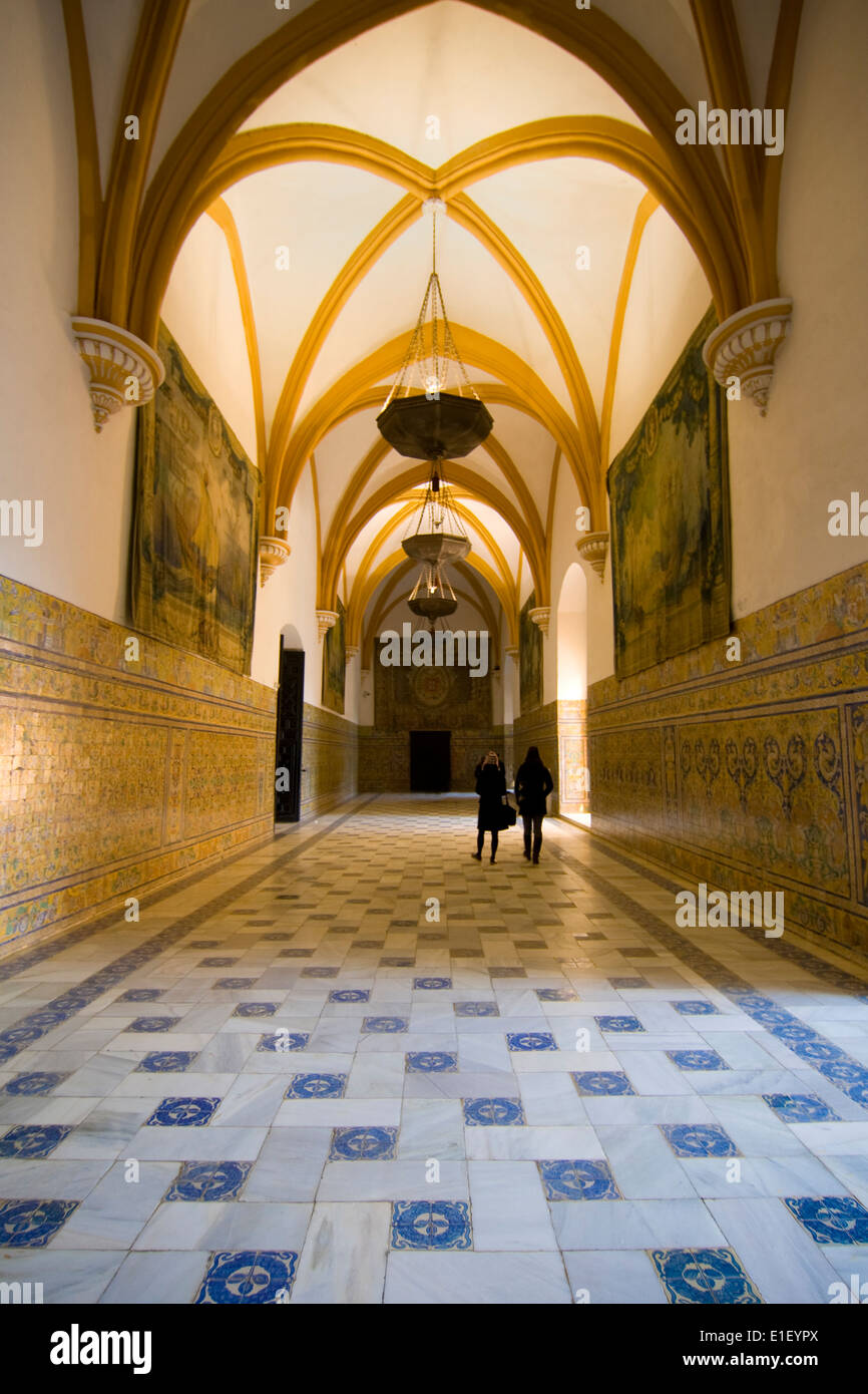 Grande salle voûtée dans le Royal Alcazars à Séville, Espagne. Banque D'Images