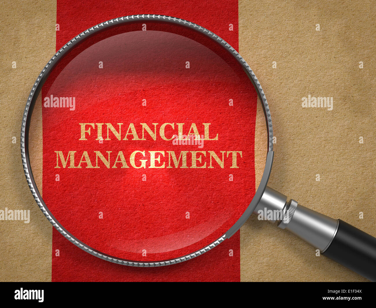 Concept de gestion financière par le biais de Loupe. Banque D'Images