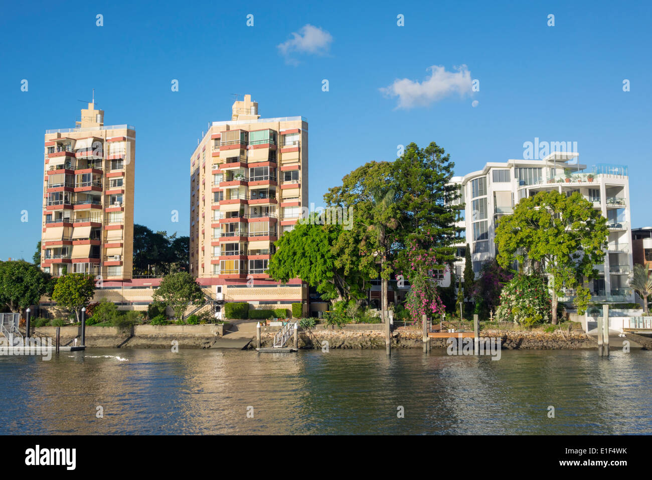 Brisbane Australie,Brisbane River,New Farm,condominium appartement résidentiel immeubles, maisons,résidences,front de mer,AU1403 Banque D'Images