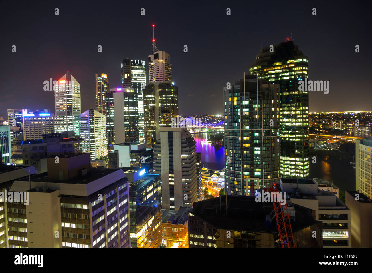 Brisbane Australie, gratte-ciels, gratte-ciel de la ville, immeubles de bureaux, pont Night Evening Story Bridge, Brisbane River, AU140313167 Banque D'Images