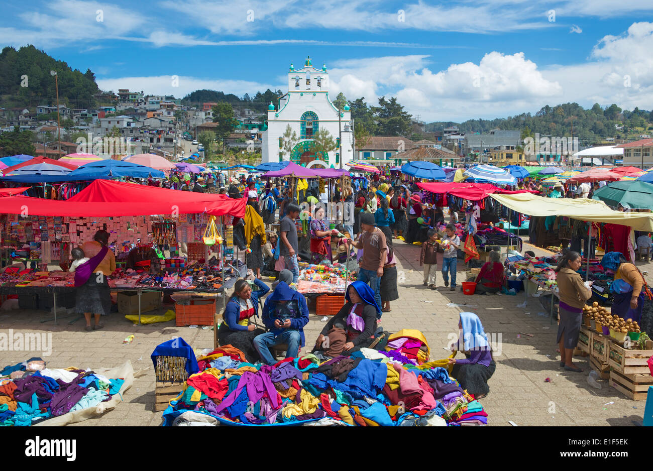 Marché dimanche Mexique Chiapas San Juan Chamula Banque D'Images