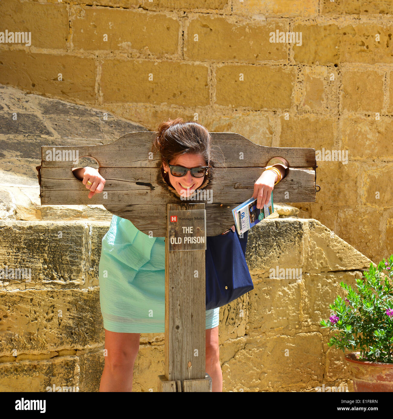 Des stocks au-delà de l'ancienne prison, La Citadelle, Città Victoria, Gozo Gozo (Għawdex), Région, République de Malte Banque D'Images