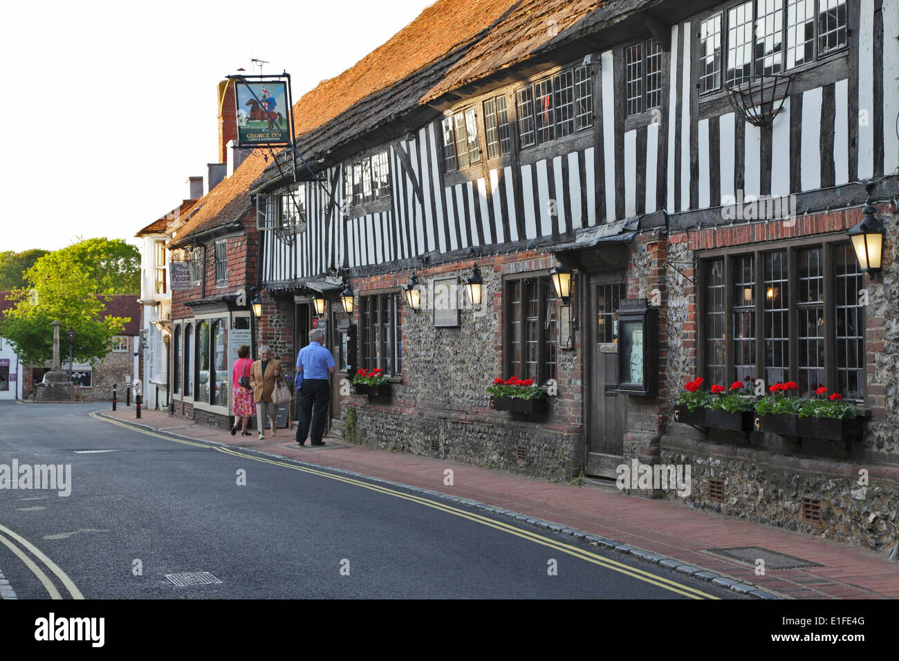 La Cité Médiévale George Inn, dans le village historique de Alfriston East Sussex UK Banque D'Images